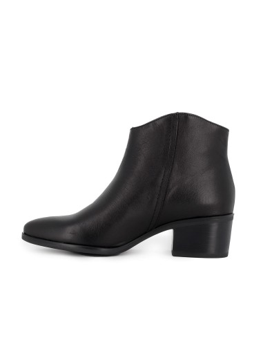 Botin piel cremallera tacon medio mujer negro