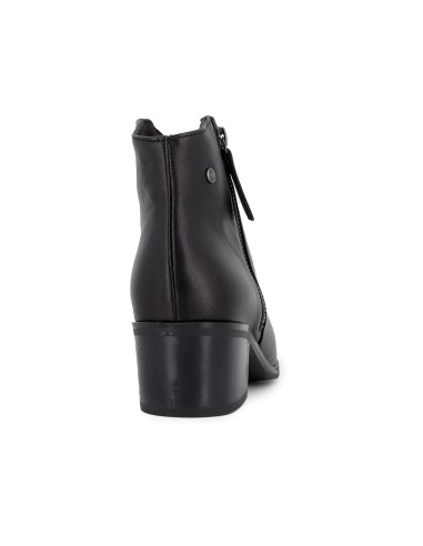 Botin piel cremallera tacon medio mujer negro