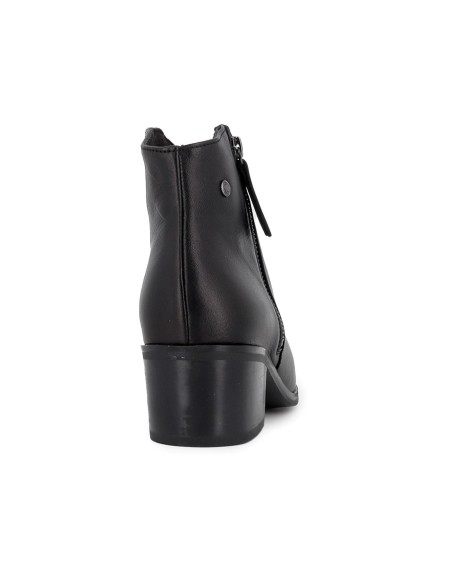 Botin piel cremallera tacon medio mujer negro