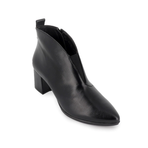 Botin piel suave de corte irregular con cremallera mujer negro 2