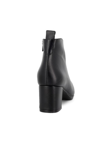 Botin piel suave de corte irregular con cremallera mujer negro