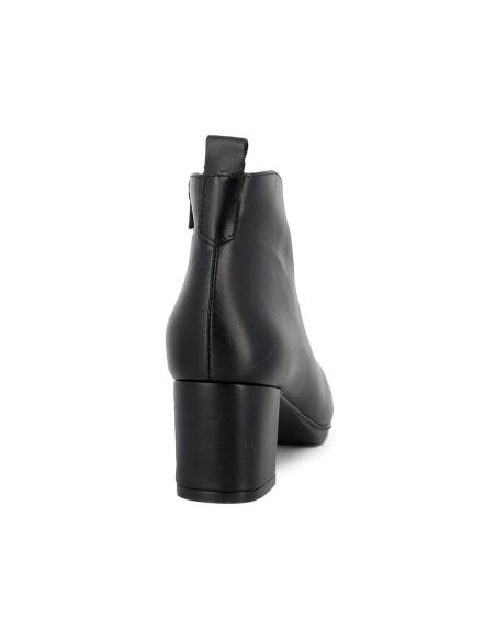 Botin piel suave de corte irregular con cremallera mujer negro