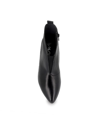 Botin piel suave de corte irregular con cremallera mujer negro