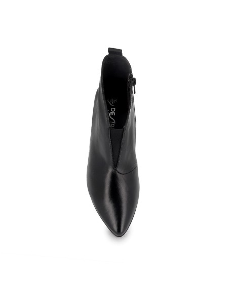 Botin piel suave de corte irregular con cremallera mujer negro