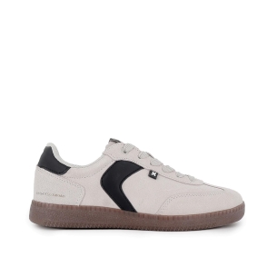 Deportiva serraje cordones plataforma mujer beige