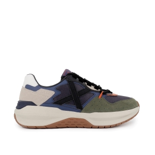 Deportivas piel serraje y nylon suela volumen hombre azul