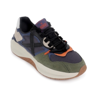 Deportivas piel serraje y nylon suela volumen hombre azul 2