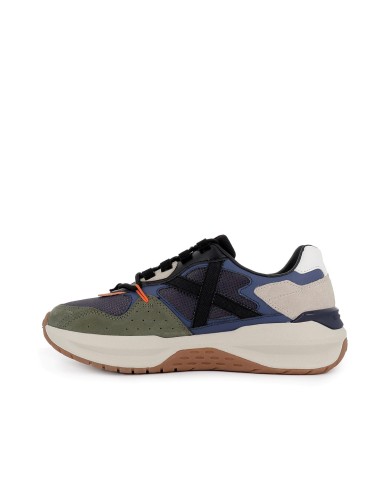 Deportivas piel serraje y nylon suela volumen hombre azul