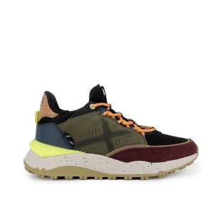 Deportiva piel serraje con refuerzo fluor hombre verde