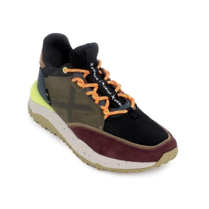 Deportiva piel serraje con refuerzo fluor hombre verde 2