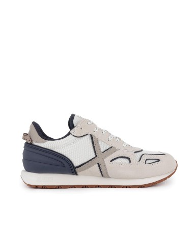 Zapatillas sport piel serraje y nylon contraste hombre blanco