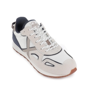 Zapatillas sport piel serraje y nylon contraste hombre blanco 2