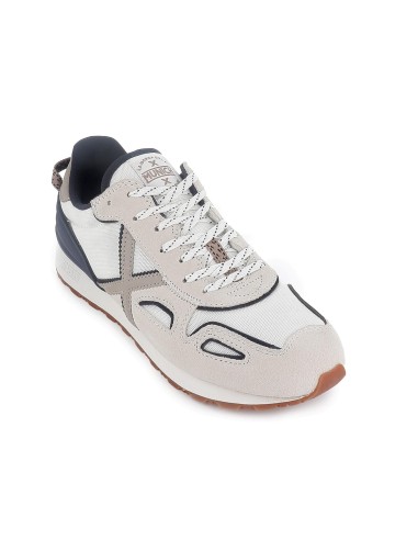 Zapatillas sport piel serraje y nylon contraste hombre blanco