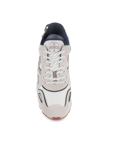 Zapatillas sport piel serraje y nylon contraste hombre blanco