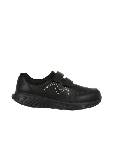 Zapato velcro piel suela curva mujer negro