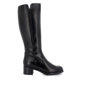 Bota alta piel con cremallera y tacon mujer negro