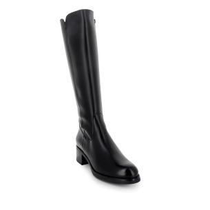 Bota alta piel con cremallera y tacon mujer negro 2