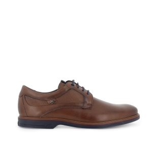 Zapato de cordones piel grabados hombre camel