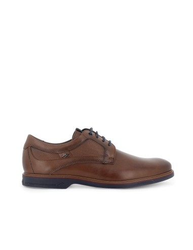 Zapato de cordones piel grabados hombre camel