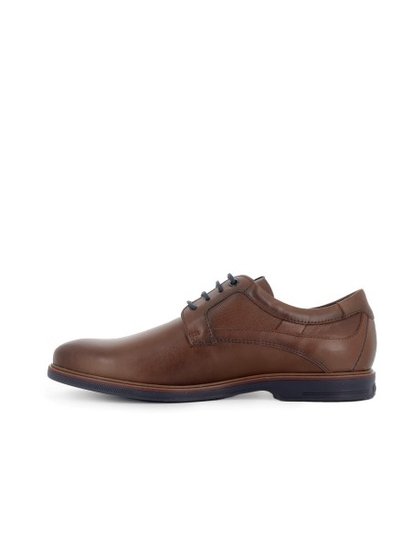Zapato de cordones piel grabados hombre camel