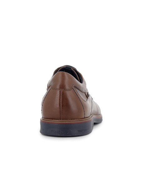 Zapato de cordones piel grabados hombre camel
