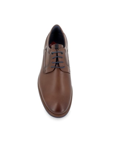 Zapato de cordones piel grabados hombre camel