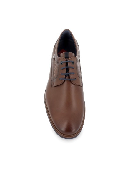 Zapato de cordones piel grabados hombre camel