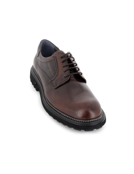 Zapato cordones piel engasada comodo hombre marrón
