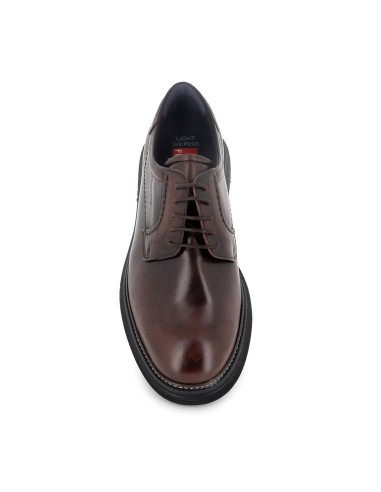 Zapato cordones piel engasada comodo hombre marrón