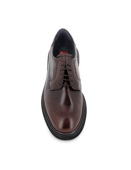 Zapato cordones piel engasada comodo hombre marrón