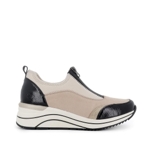 Deportivas elasticas con cremallera caña alta sport mujer beige