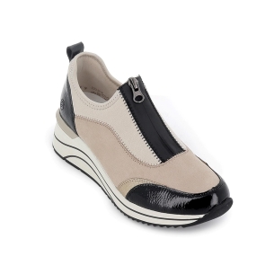Deportivas elasticas con cremallera caña alta sport mujer beige 2