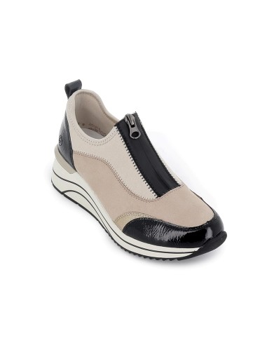 Deportivas elasticas con cremallera caña alta sport mujer beige