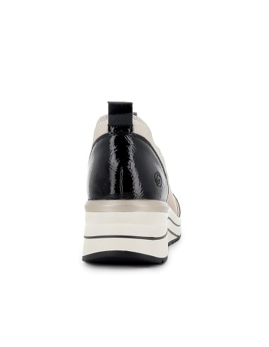 Deportivas elasticas con cremallera caña alta sport mujer beige