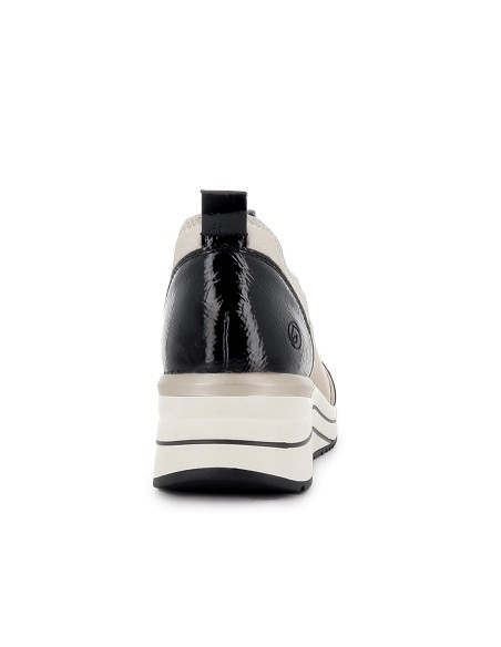 Deportivas elasticas con cremallera caña alta sport mujer beige