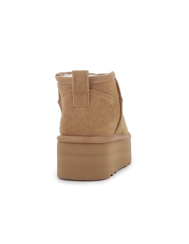 Botin piel serraje con pelito con suela volumen mujer cuero