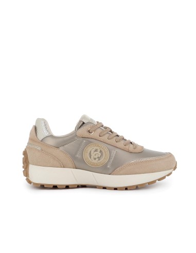 Deportivas piel cordones y suela dentada mujer beige