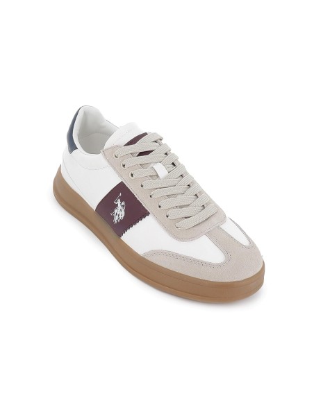 Tenis blancos contraste burdeos hombre cordones