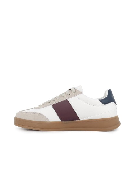 Tenis blancos contraste burdeos hombre cordones