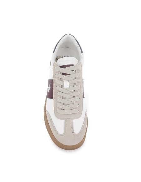 Tenis blancos contraste burdeos hombre cordones