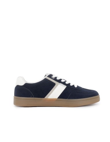 Deportiva textil cordones y diseño lateral hombre azul marino