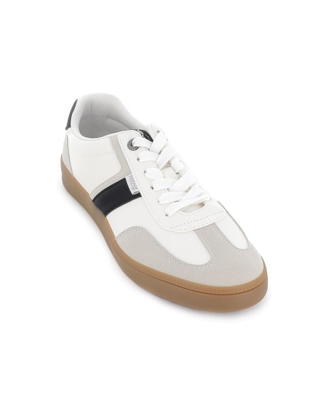 Deportiva textil cordones y diseño lateral hombre blanco