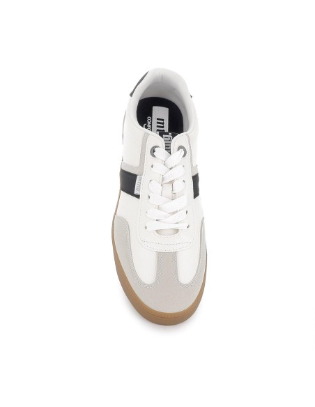 Deportiva textil cordones y diseño lateral hombre blanco