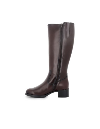 Bota alta piel con cremallera y tacon mujer