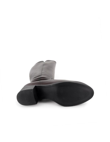 Bota alta piel con cremallera y tacon mujer