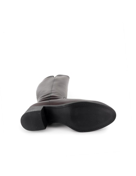 Bota alta piel con cremallera y tacon mujer