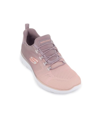 Deportivas casuales cordones Memory Foam para mujer rosa
