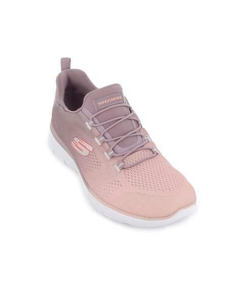 Deportivas casuales cordones Memory Foam para mujer rosa