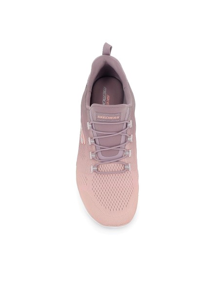 Deportivas casuales cordones Memory Foam para mujer rosa