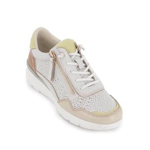 Deportiva piel cordones y cremallera mujer blanco 2